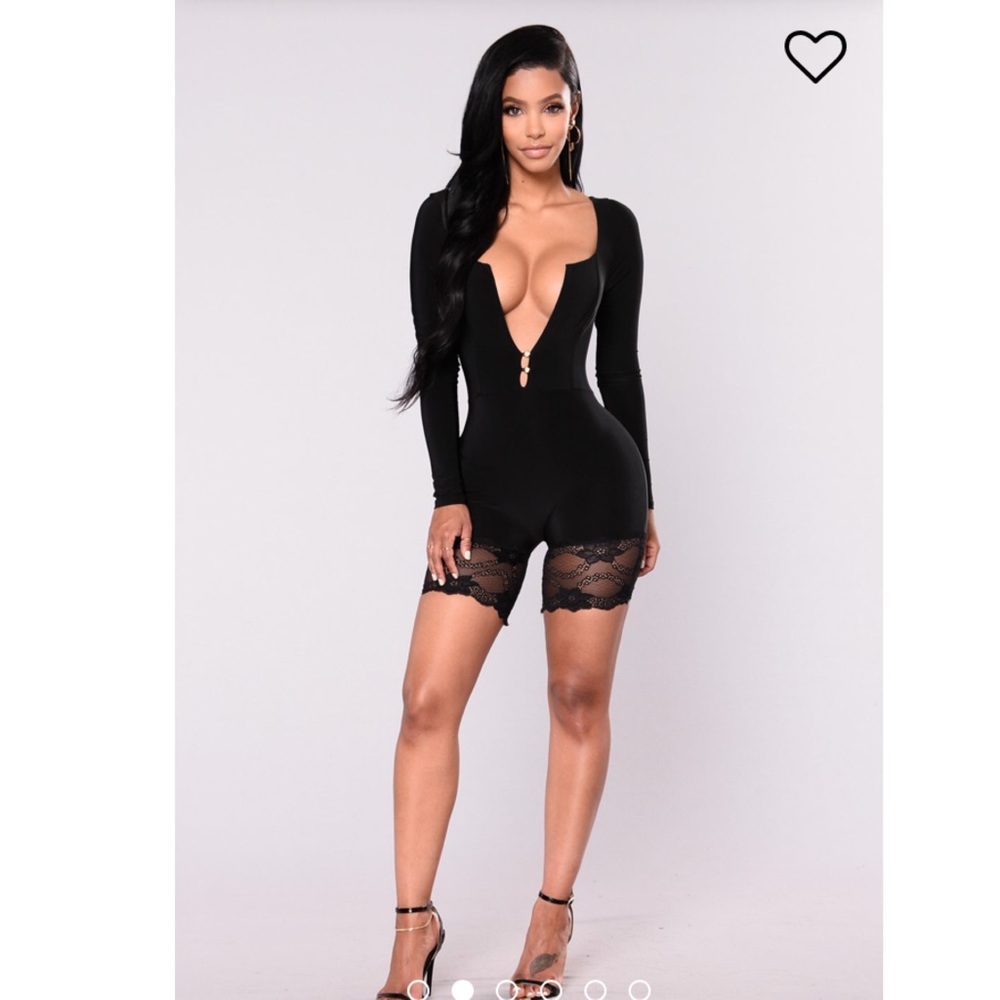 Medium Fashion Nova Black Lace Romper